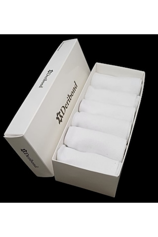 Deribond Pamuklu Patik Erkek Çorap 6 Adet Beyaz