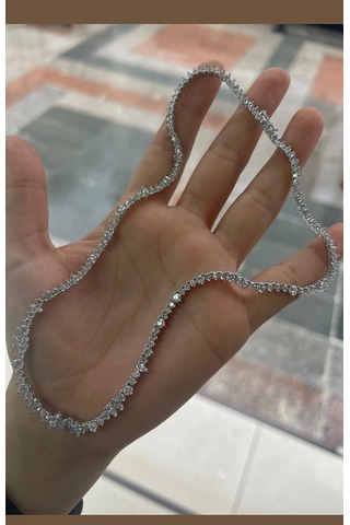 Gümüş 42 Cm Su Yolu Hande Kolyesi Gümüş