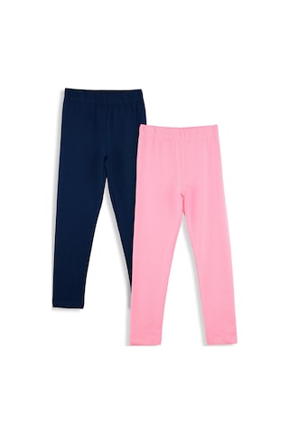 Denokids Lacivert Ve Pembe Kız C Ocuk 2'li Paket Tayt Renkli