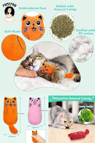 Peluş Kedi Oyuncağı Kedi Otlu Catnipli