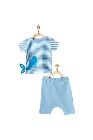 Andywawa Erkek Bebek Balina Motifli Mavi Alt Üst Takım Ac21564r 001