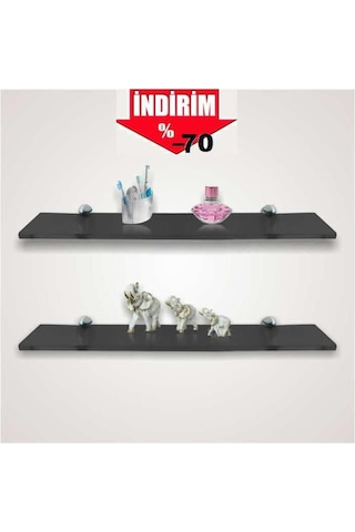 Depolife Cam Raf Duvar Ahşap Montajlı Dekoratif Etejer 50X12Cm