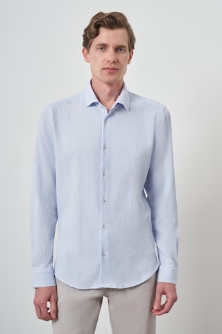 Morven Erkek A. Mavi Gofre Trend Desenli Dynamic Fit İtalyan Yaka Gömlek 25ms004023311 A. Mavi