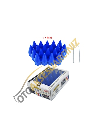A Kalite Mefsa Bijon Kapağı Sivri 17 Mm Mavi 20 Li Set
