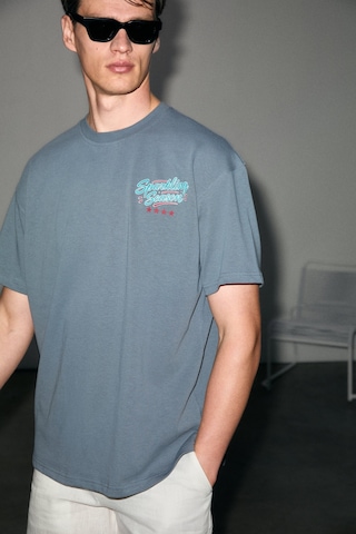 Grımelange Neon Erkek %100 Organik Pamuklu Yuvarlak Yakalı Baskı Detaylı Gri T-shirt