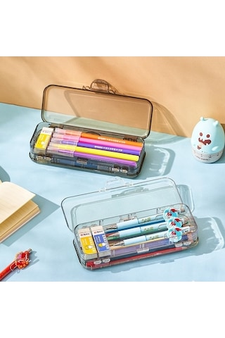 Willowhaven Rj 26 Grand Kapasiteli Kalem Çantası, Şeffaf Çift Katmanlı Kırtasiye Kutusu, El Kaldırma, Haki Renk Haki