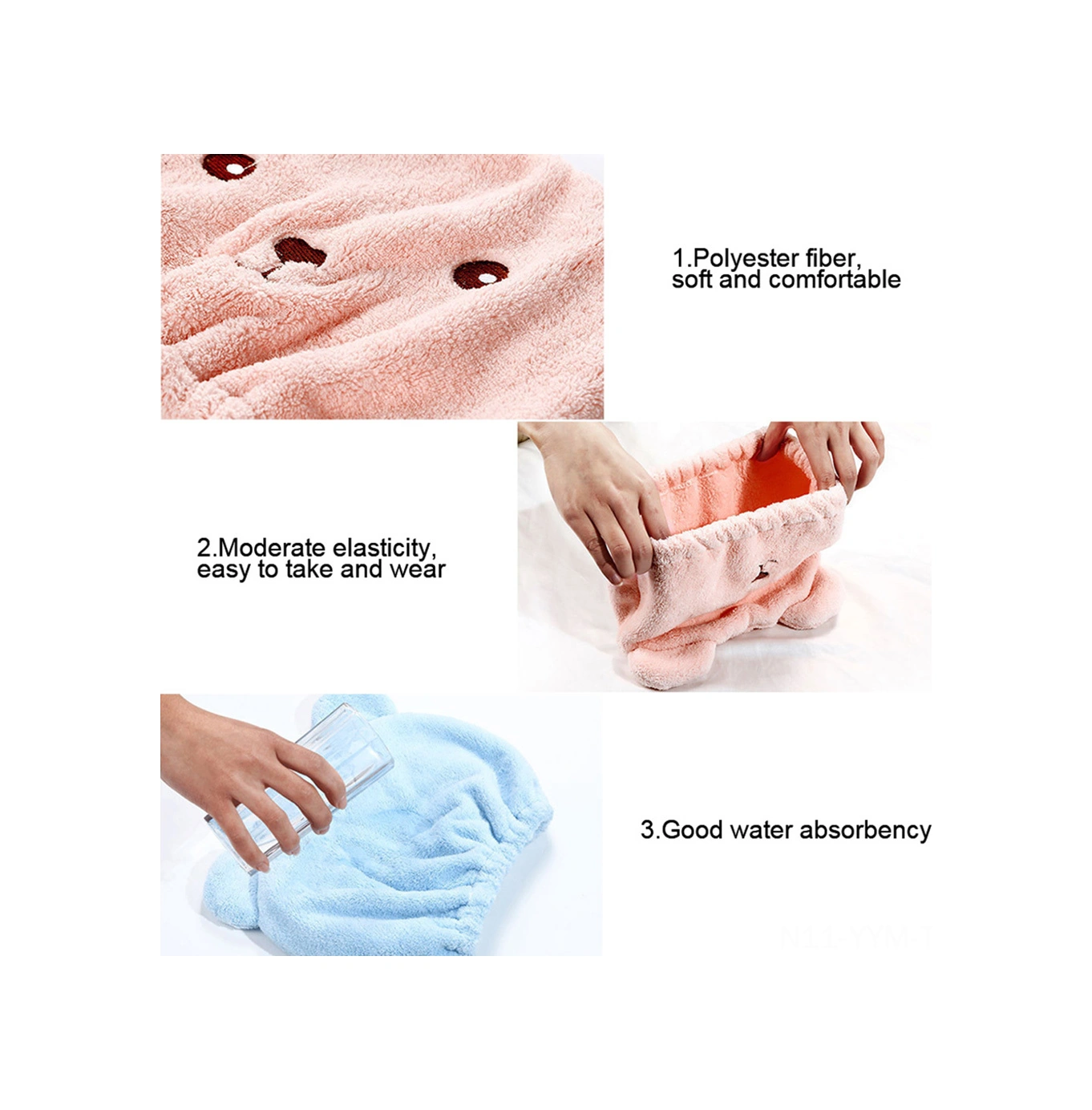 Geeksen Yumuşak Dokulu Hızlı Kuruyan Banyo Şapka, Yüksek Su Emici Kişisel Bakım Kişi Saç Kurutma Kapağı, Pembe Diğer