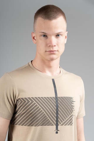 Maraton Regular Erkek Bisiklet Yaka Açık Vizon T-shirt Vizon