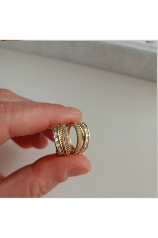 Lente Aksesuar Xuping Gold Baget Ve Mikro Zirkon Taşlı Lüks Halka Küpe Altın