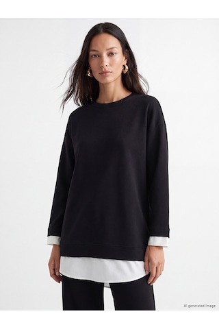 Lcw Everyday Siyah Oversize Soft Touch Kadın Sweatshirt