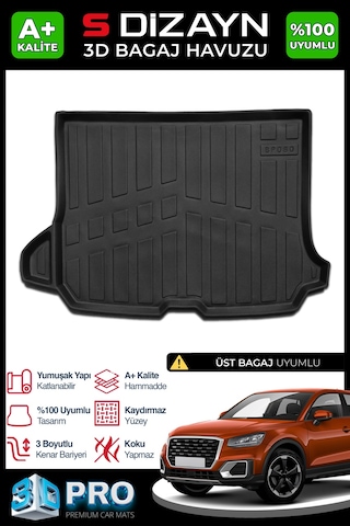 S-dizayn Audi Q2 3d Pro Bagaj Havuzu 2016 Üzeri A+ Kalite