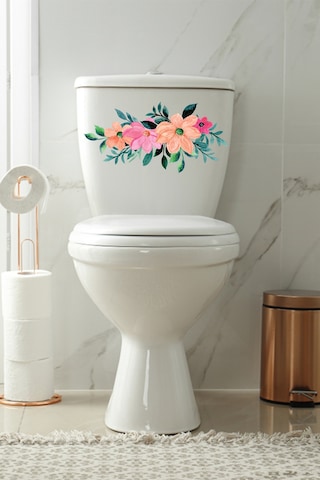 Sof Renkli Renkli Çiçekler Klozet Kapağı Ve Banyo Sticker