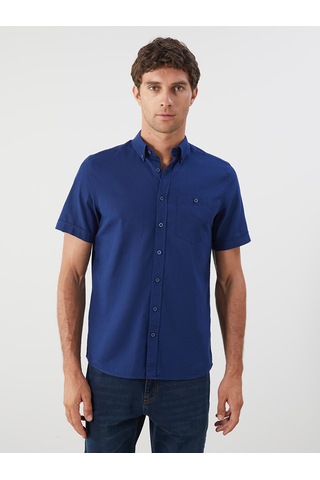 Lcwaıkıkı Classic Lacivert Regular Fit Keten Karışımlı Erkek Gömlek