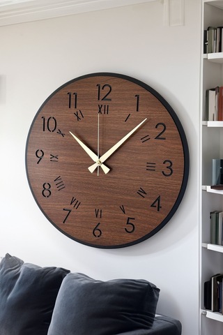 Dekoratif Yeni Modern Menkalinan Ahşap Duvar Saati 48cm Siyah