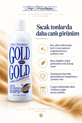Chris Christensen Gold On Gold Sarı Ve Kahverengi Tonlar İçin Kürk Renk Onarıcı Kedi Ve Köpek Şampuanı 473 Ml