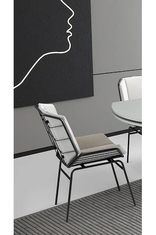 Ynca Metal Ayaklı Kumaş Salon Balkon Ve Mutfak Sandalyesi 4 Adet Krem
