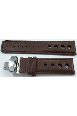 Bizon Deri Saat Kayışı 24Mm Spor Kahverengi Klipsli Saat Kordonu (305181164)