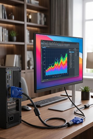 Gabble 3+2 Lux Kalın Vga Kablosu Monitör Projeksiyon Ve Güvenlik Dvr Görüntü Kablosu Siyah