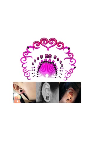 Suntek 54 Adet Akrilik Kulak Germe Kiti 14g-00g Genişletici Mor