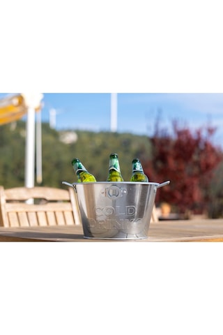 Geniş Metal Buz Kovası, Açacaklı Metal Buz Kovası 1027-cn Siyah