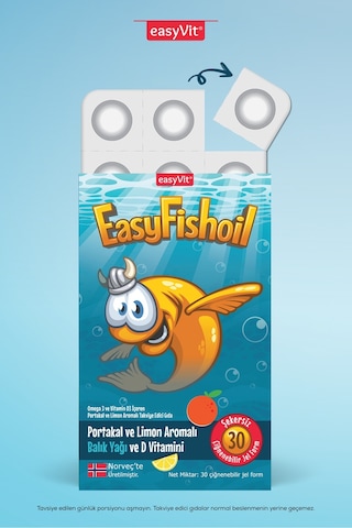 Easyfish Oil Omega 3 Limon ve Portakal Aromalı Balık Yağı 30'lu
