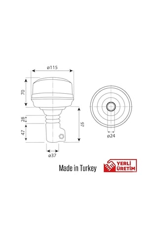 Döner Lamba Üç Fonksiyonlu Ledli Soketli Kısa Tip Körüklü Sarı 12/110v