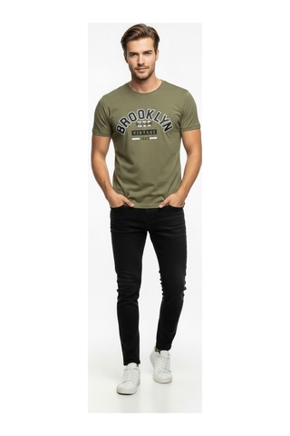 Brooklyn Vintage Baskılı Erkek Günlük T-shirt Spor Kesim Çok renkli