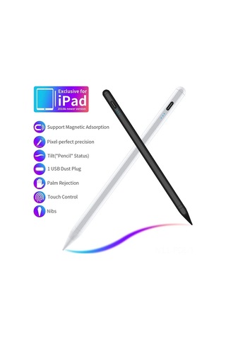 Padalink İos İçin Aktif Kapasitif Kalem: Enerji Göstergeli, Eğim Basınç Duyarlı, Mıknatıslı Ve Yanlış Dokunuş Engeli - Beyaz