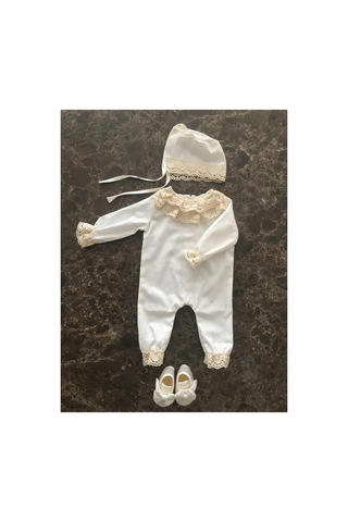 Hayy Baby Kıds Wear Kız Bebek Krem Dantelli Hastane Çıkışı