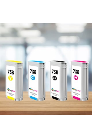 Hp Uyumlu Tonermax 738 Kartuş 4'lü Paketi 130ml - T850/t950 Uyumlu