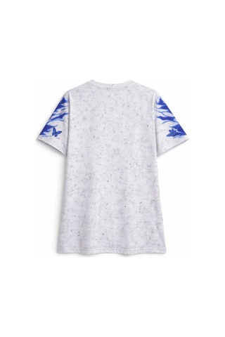Barlashive Erkek Asit Yıkamalı Oversize Tişört Bisiklet Yaka Kısa Kol T-shirt - Beyaz Çok Renkli