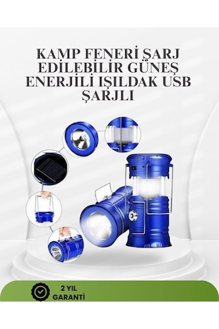 Northcity Güneş Enerjili Katlanabilir Kızaklı Kamp Feneri Usb Şarjlı, 2 Yönlü Ve Dayanıklı Tasarım