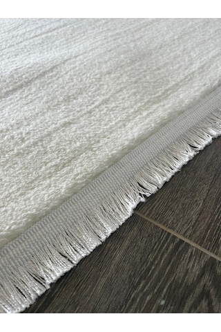 Melena Carpet Lüks Peluş Oval Yolluk Kaymaz Taban Ultra Yumuşak Modern Banyo Ve Salon Halısı Beyaz