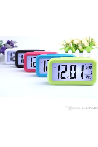 Işık Sensörlü Termometreli Alarmlı Dijital Masa Saati (330958218)
