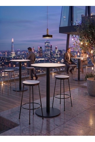 Tr Matte Prime Beyaz Yuvarlak Kompakt Laminant 102cm Bistro Metal Masa - Cafe, Otel, Restoran Masası Genel