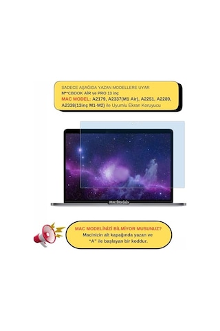 Macbook Air M1 Ve Macbook Pro M1-m2 13 İnç Uyumlu Şeffaf Anti Blueray Ekran Koruyucu Göz Yormayan Touch Bar Touch Id