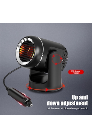 12v 130w Araç Isıtma Ve Soğutma Çift Kullanımlı Fan Cam Buğu Giderme Ve Buz Çözme Isıtıcısı Siyah