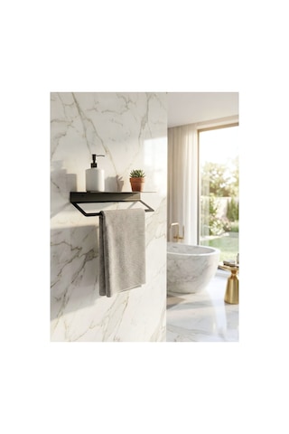 Premium Seri , Modern Paslanmaz Metal Banyo Havluluğu Ve Organizer Raf Siyah Premium Seri , Modern Paslanmaz Metal Banyo Havluluğu Ve Organizer Raf Siyah