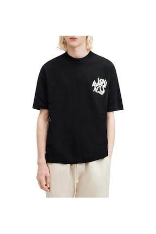 Barlashive Erkek Tişört Baskılı Oversize Kısa Kol T-shirt - Siyah Çok Renkli