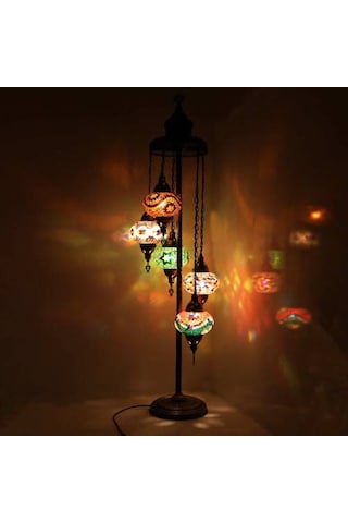 Dekoratif Mozaik Gece Lambası Otantik Dekoratif El Yapımı 5 li Lambader v2