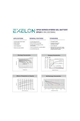 Exelon 12 Volt 150 Amper Jel Akü Derin Döngü Deep Cycle