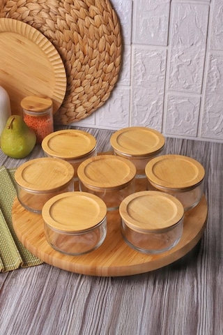 Bambum Duo 300ml 7'li Tepsili Bambu Silikonlu Kapaklı Hava Aldırmaz Cam Kahvaltılık Diğer