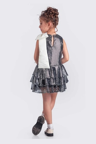 Etekli Şık Elbise Pullu 3 Kat Siyah - Gü