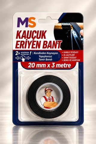 Premium Üst Kalite Kauçuk Eriyen Bant Yanmaz 20 Mm X 3 Metre İzolasyon Güçlü Yapışkanlı Tamir Bandı