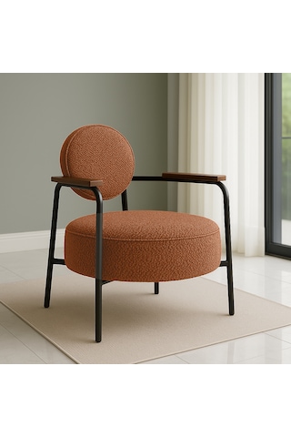 Venüs Berjer - Soft Kumaş - Modern Tekli Koltuk - Kiremit