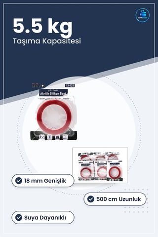 Çift Taraflı Akrilik Silikonize Bant Vhb 18 Mm 500 Cm 5.5 Kg Mont Diğer