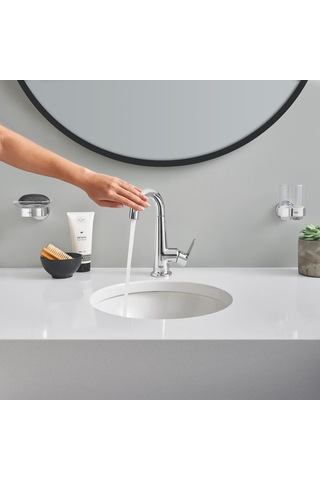 Grohe Essentials New Tutamaçlı Cam Fırçalık Krom, 40447001 Krom