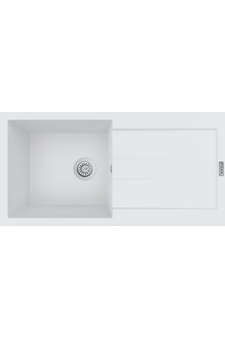 Polex Cristalüx Granit Evye P-X1 Beyaz Tezgah Altı Ve Tezgah Üstü Mutfak Evyesi 98x49.5 CM