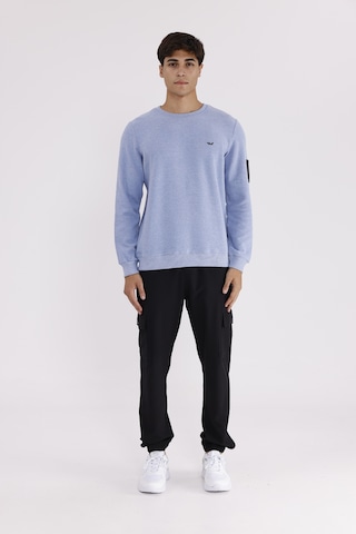Rowinger Selanik Dokulu Yumuşak Tutuşlu Rahat Kalıp Sade Tasarım Uzun Kollu Sweatshirt Baby Blue