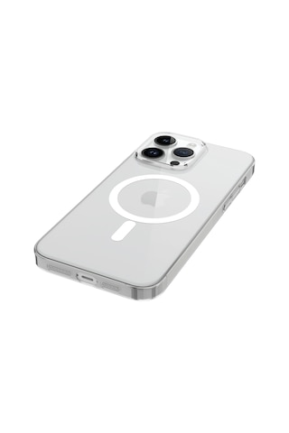 Apple Uyumlu iPhone 14 Pro Max Zore Wireless Şarj Özellikli Şeffaf Tek Kamera Çerçeveli Porto Kapak